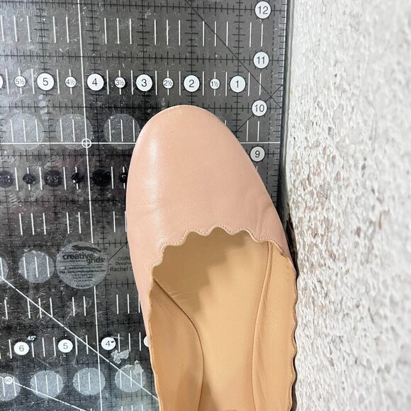 Chloe Lauren Women Size 38 US 8 Cream Leather Scalloped Ballet Flats Shoes - Picture 12 of 12
